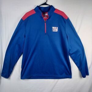 New York Giants XL NFL Team Apparel Blue/Red 1/4 Zip Fleece Pullover